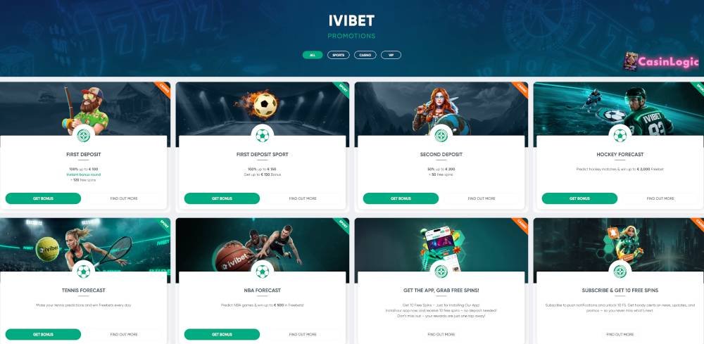 promotions page with welcome bonuses, free spins and sportsbook offers