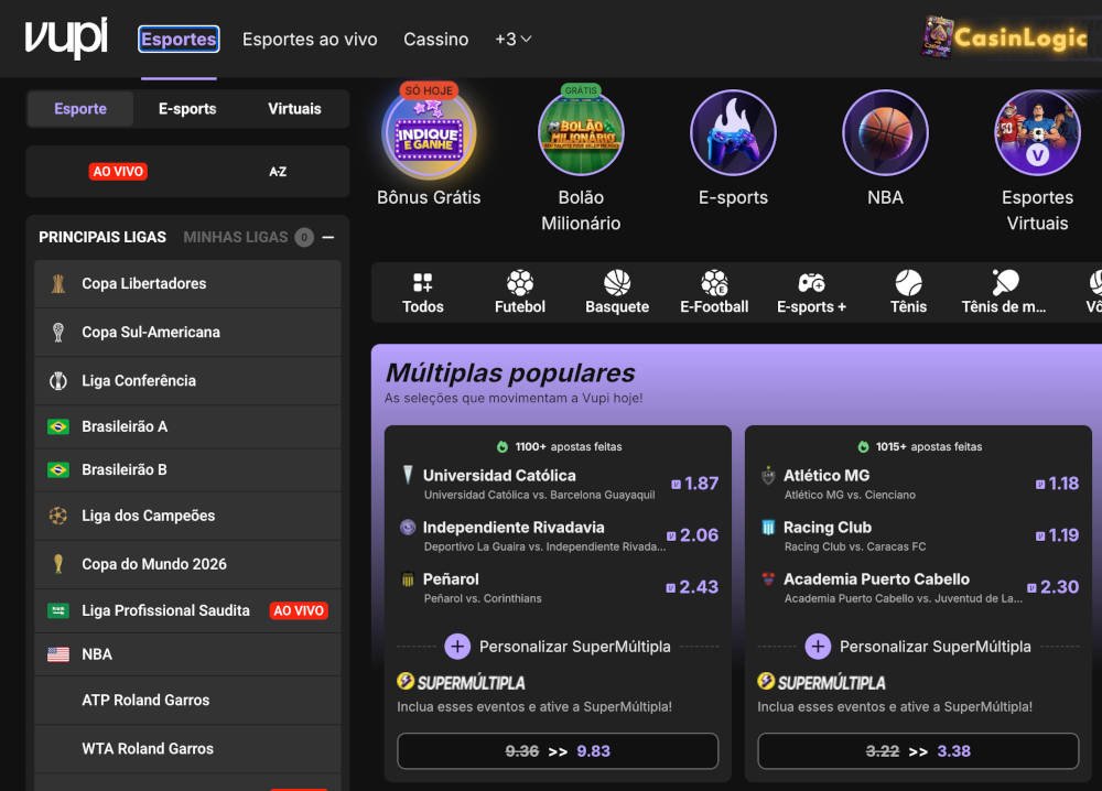Plataforma de apostas esportivas da VUPI Bet
